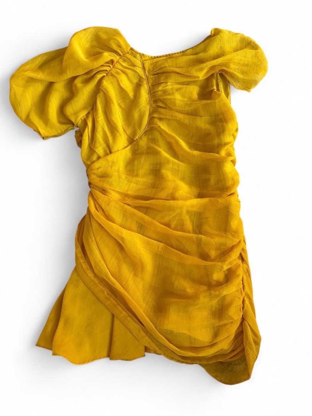 Camino By Jyoti Marigold Ruched Mini Dress